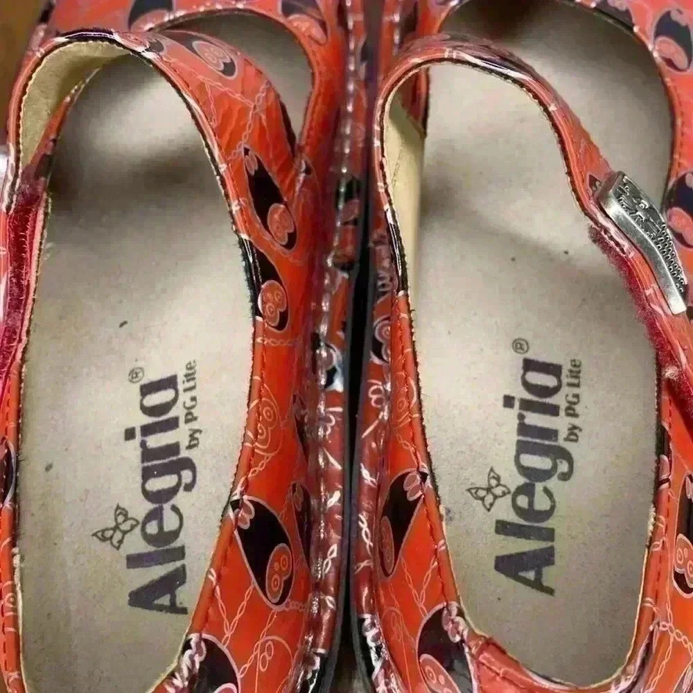 Alegria Paloma Coral Owl Print Patent Leather Women's Size Eur 35 US 5 - Picture 7 of 10
